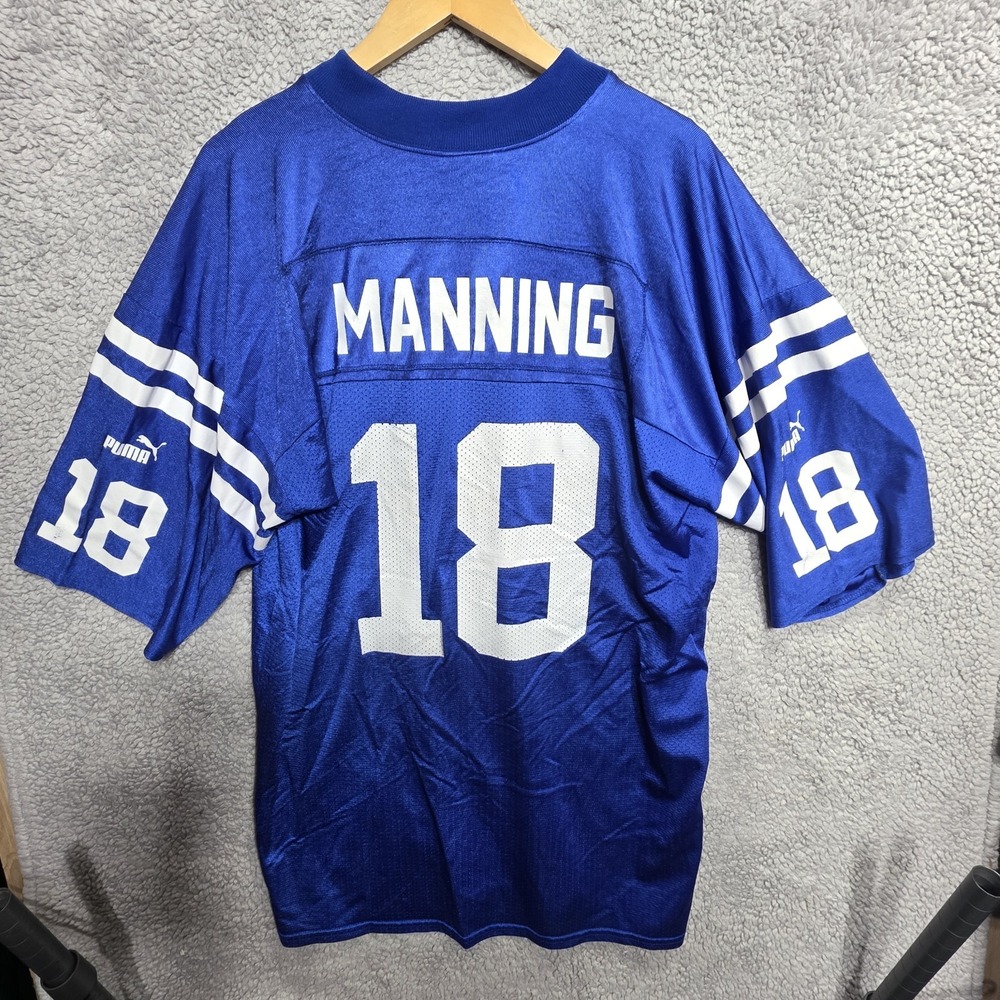 Puma Men's Indianapolis Colts Peyton Manning NFL Football Jersey Blue #18 Sz XL - Picture 8 of 8